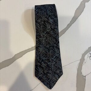 Kuppenheimer Mens Pure Silk Tie Italy Abstract Geometric Navy Blue Grey Tan